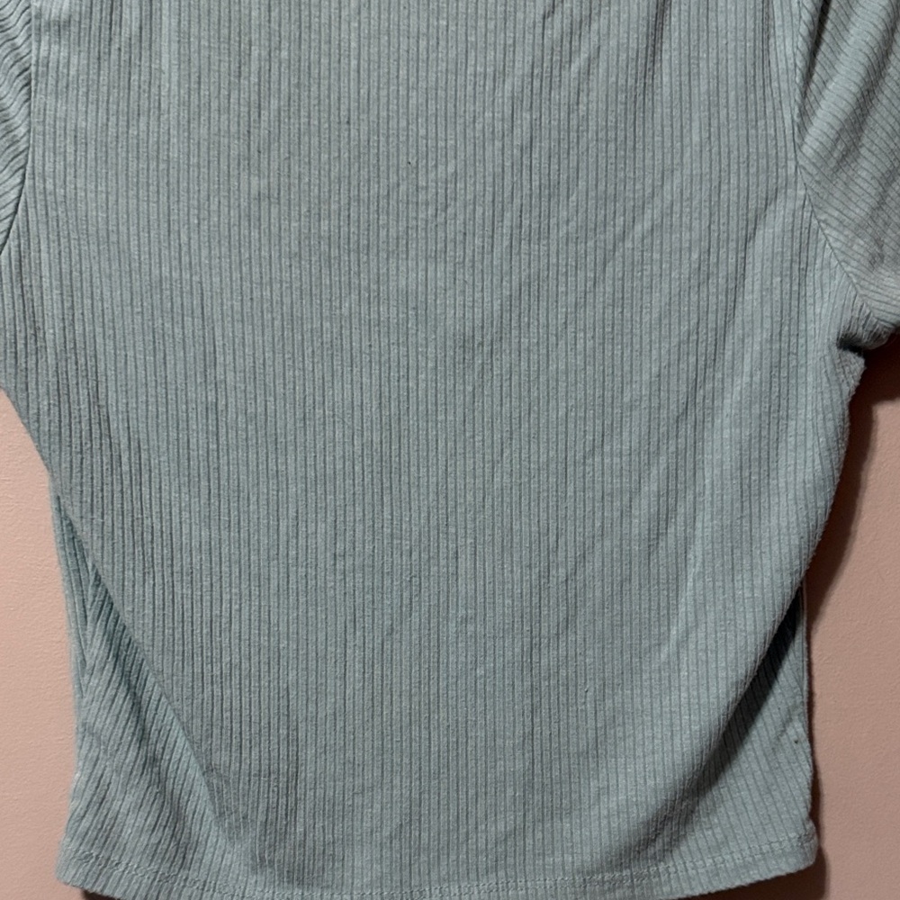 Bozzolo Teal V-Neck Ribbed Short Sleeve Top Size M - Picture 4 of 4